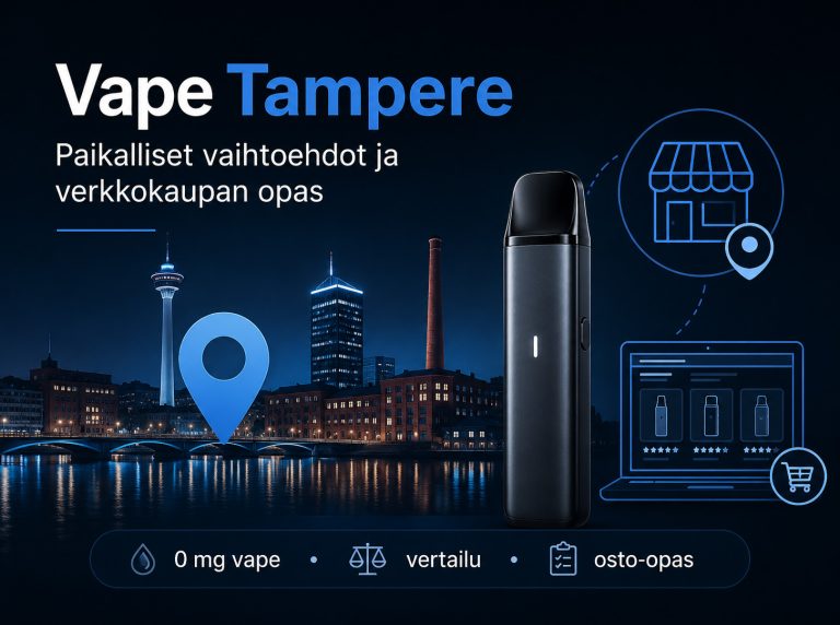 Vape Tampere -opas, jossa verrataan paikallisia vape-vaihtoehtoja ja verkkokaupan 0 mg tuotteita